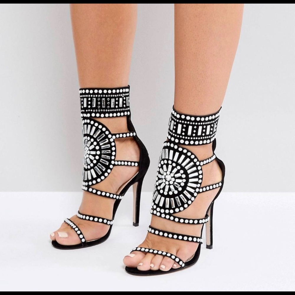 Public desire black heeled sandals